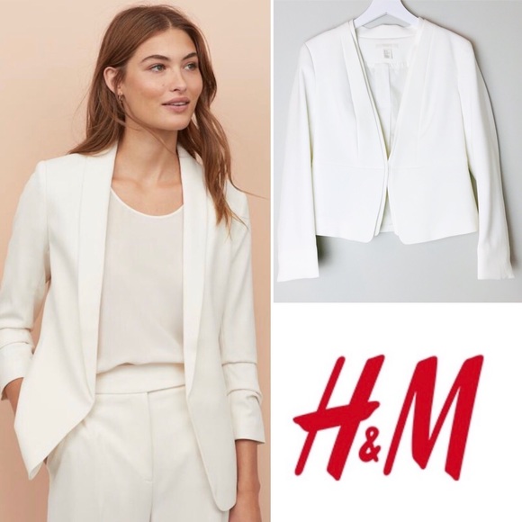 H&M Jackets & Blazers - H&M White / Cream Latch Front Blazer Size 12